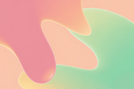 Colorful shapes in soft pastel hues create a soothing and modern abstract design, ideal for backgrounds or decorative art. The gentle curves evoke a sense of calm.の素材