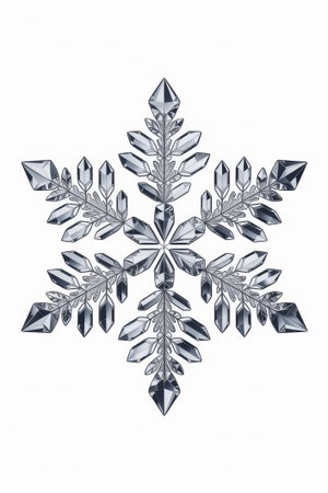 Beautifully intricate snowflake crystals showcase delicate patterns and sharp edges, highlighting nature's art during winter. Each one shines uniquely in its crystalline form.の素材