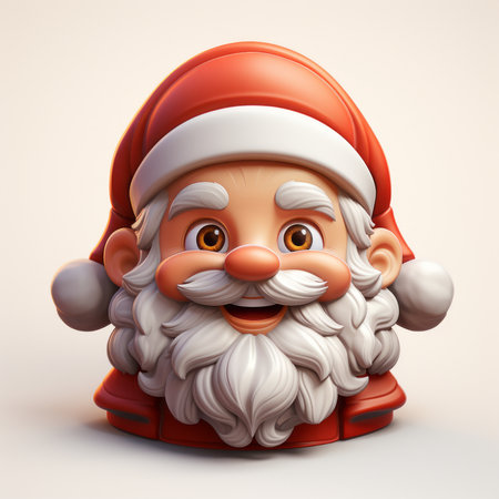 Cute Santa Claus face 3D logo on the white background, created with generative AIの素材