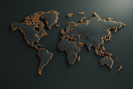 Map of the world created with a generative AI technologyの素材