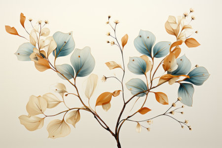 Abstract minimalist illustration of a ginseng leavesの素材