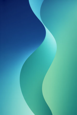 Soft, flowing lines in blue and green blend together to form an abstract design. This serene artwork evokes a sense of peace and tranquility, perfect for creative spaces.の素材