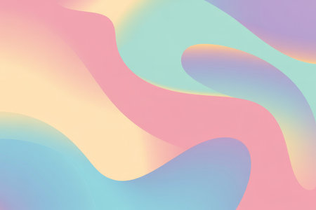 Soft pastel waves flow gracefully across the canvas, creating an abstract design that evokes feelings of calmness and inspiration. The colors blend harmoniously, enhancing the visual appeal.の素材