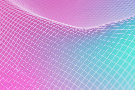 Vibrant gradient mesh transitions from pink to aqua, featuring a grid pattern that creates a sense of depth. The colorful backdrop gives a modern, dynamic appearance, perfect for design projects.の素材