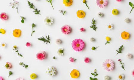 A harmonious display of tiny flowers and buds in varied shades creates a charming backdrop perfect for creative projects or inspirational settings.の素材