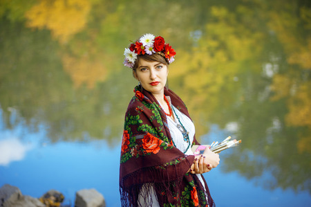 Russian folk woman artistの写真素材
