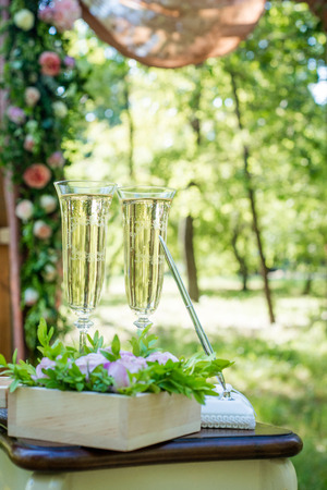 Festive decoration for the wedding ceremony. Wedding decor.の写真素材