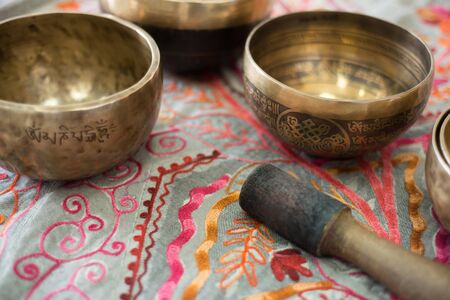 Tibetan singing bowls for meditationの写真素材