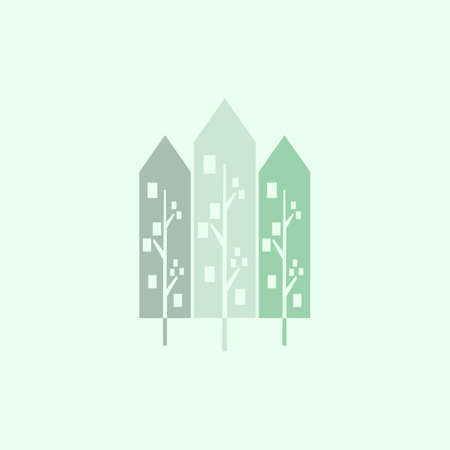 abstract tree apartment building logo icon flat design vector graphic conceptのイラスト素材