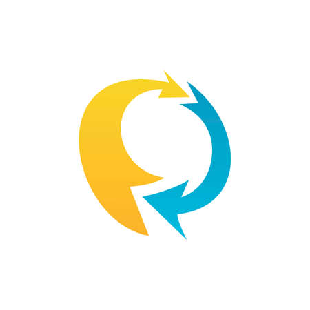 abstract letter O arrow logo icon flat vector concept graphic simple stylish designのイラスト素材