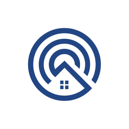 residence real estate home circle logo icon flat vector concept graphic simple stylish designのイラスト素材