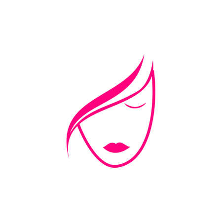 woman feminine face logo icon flat concept vector graphic designのイラスト素材