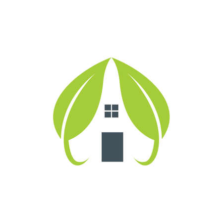 abstract home leaves stylish logo icon flat concept vector graphic designのイラスト素材