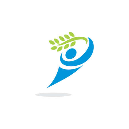 abstract people farmer logo icon flat concept vector graphic designのイラスト素材