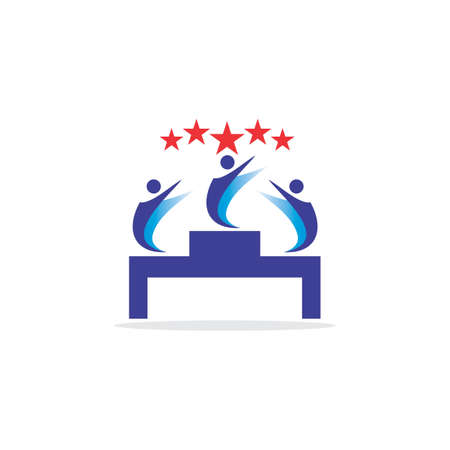 people champion star logo abstract icon flat concept vector graphic designのイラスト素材