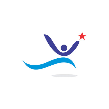 people champion star abstract logo icon flat concept vector graphic designのイラスト素材
