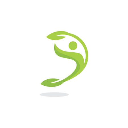 abstract people nature plant logo icon flat concept vector graphic designのイラスト素材