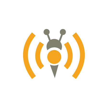abstract bee podcast logo icon flat concept vector graphic designのイラスト素材