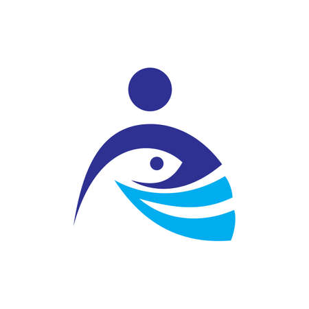 abstract fisherman logo icon flat concept vector graphic designのイラスト素材