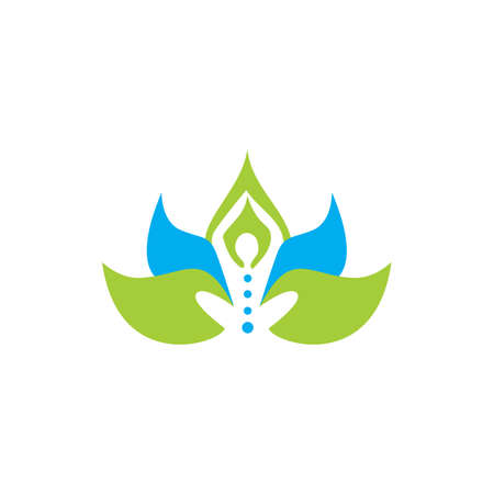abstract yoga meditation logo icon flat concept vector graphic designのイラスト素材