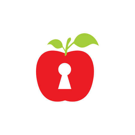 red apple lock key logo icon flat concept vector graphic designのイラスト素材