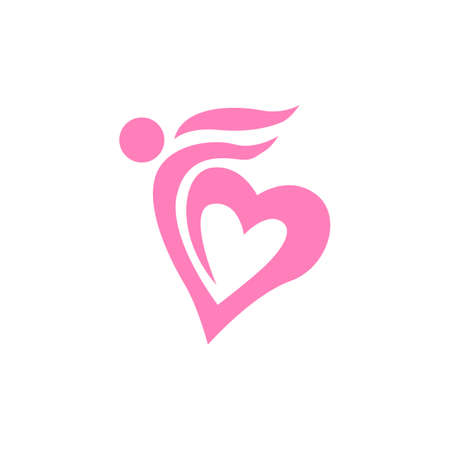 abstract people love fly logo icon flat concept vector graphic designのイラスト素材