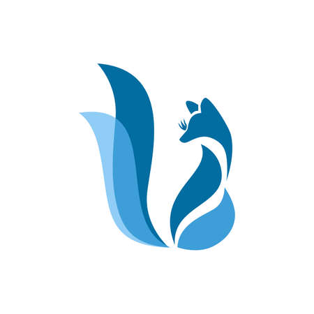 blue squirrel abstract logo icon flat concept vector graphic designのイラスト素材