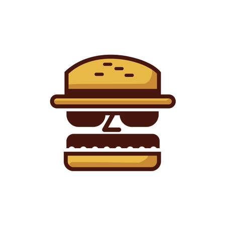 abstract zombie burger logo icon cartoon flat concept vector graphic designのイラスト素材