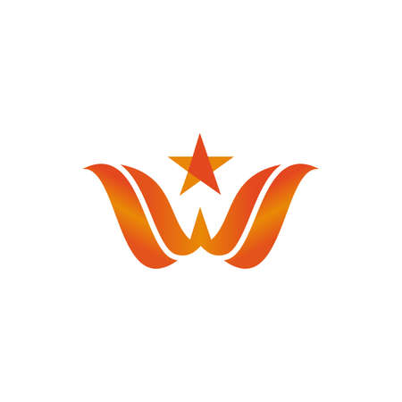 letter W star wing logo icon flat vector concept graphic designのイラスト素材
