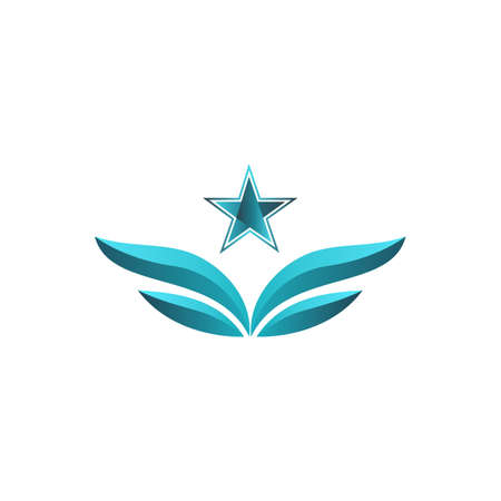 wing star stylish logo icon flat vector concept graphic designのイラスト素材