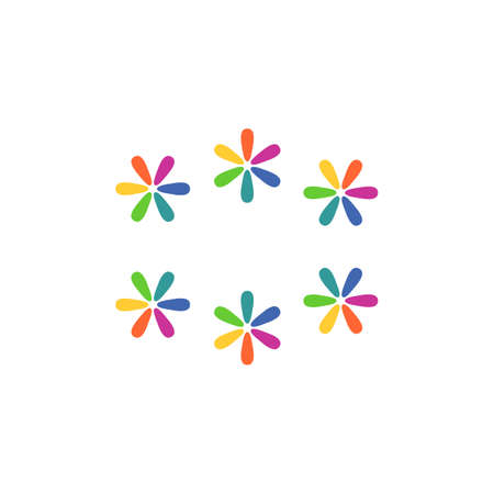 six flowers full color logo icon flat vector concept graphic designのイラスト素材