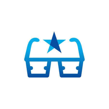 three dimensional glasses star logo icon flat vector concept graphic designのイラスト素材