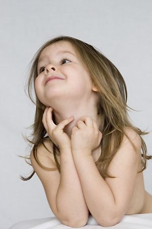 Portrait of little cute girlの写真素材