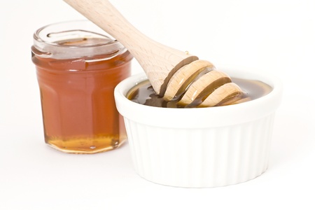 honey and wooden drizzlerの写真素材