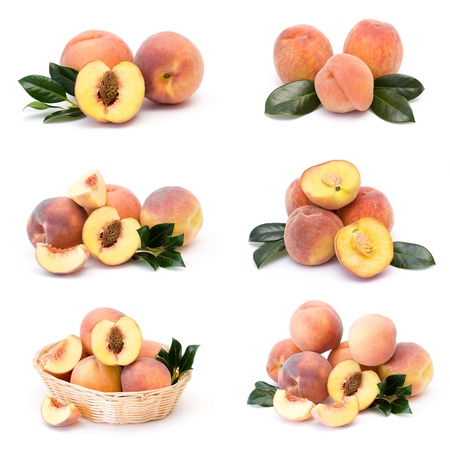 collection of fresh peach fruitsの写真素材