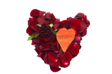 rose petal red heart and red roseの写真素材