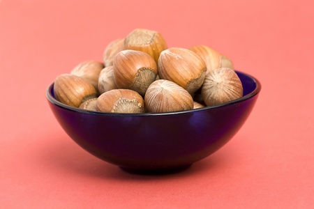 hazelnuts in blue bowl 