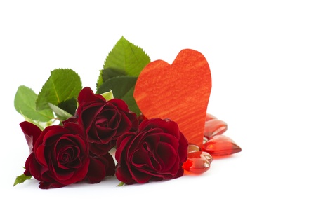 red roses and heartsの写真素材