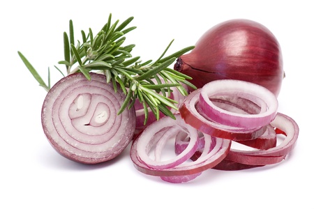 red onion and fresh rosemaryの写真素材