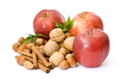 apples, nuts and cinnamonの写真素材
