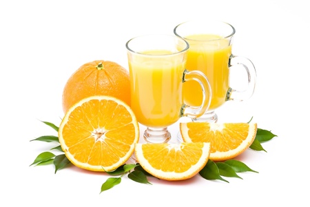 orange juice and some fresh fruitsの写真素材