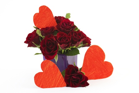 red roses and heartsの写真素材