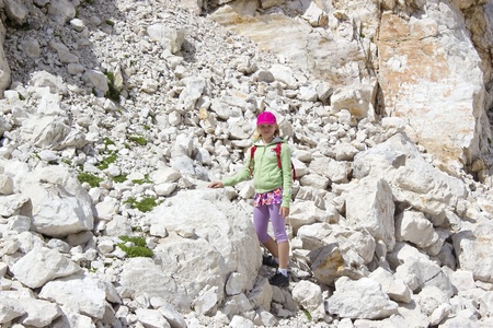 small tourist in the Julian Alps (Slovenia)の写真素材