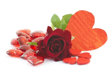red rose and heartsの写真素材