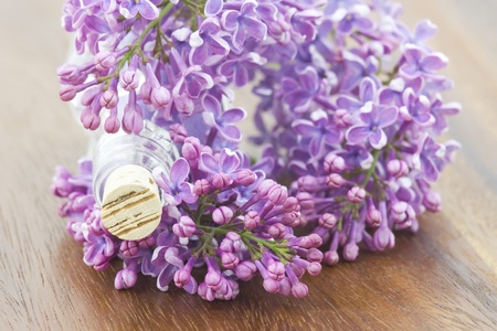 bath salt and flowers of lilacの写真素材