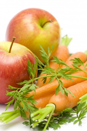 fresh apples and carrotsの写真素材