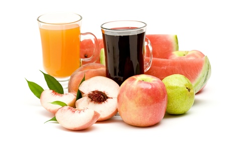 fruit juice and fresh fruitsの写真素材