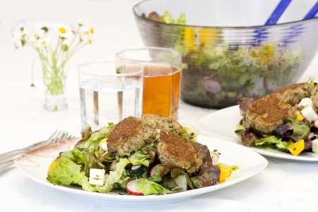 meatballs with saladの写真素材