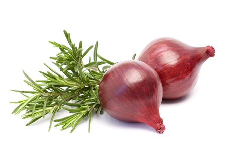 red onion and fresh rosemaryの写真素材