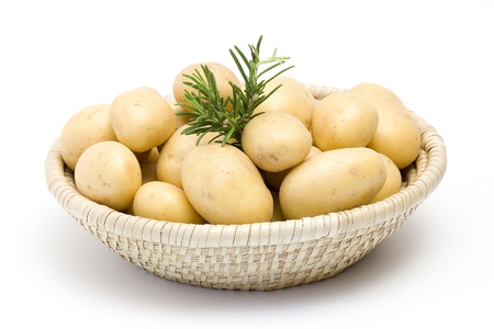 potatoes and fresh rosemaryの写真素材